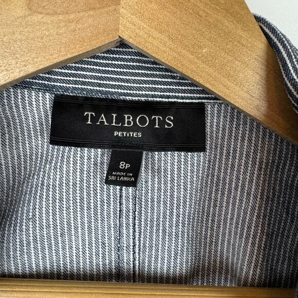 Talbots Women Railroad Stripe Utility Jacket Sz 8P Neutral Layers Casual Classic - Picture 11 of 14